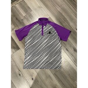 Tattoo Golf Mens Purple Houndstooth Performance Polo Shirt Scratch‎ Gear Size M